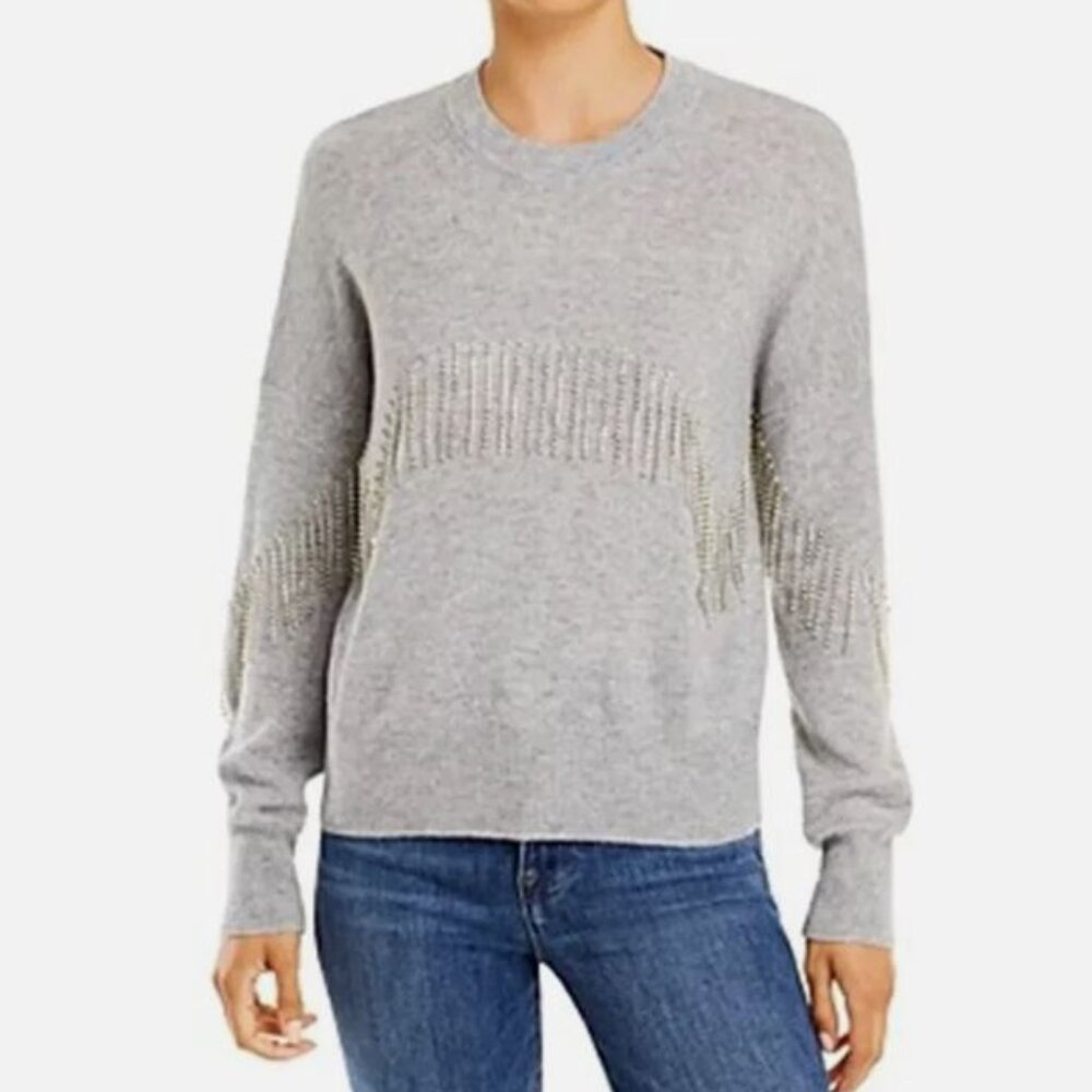 Chic Gray Sweater with Chain Accents